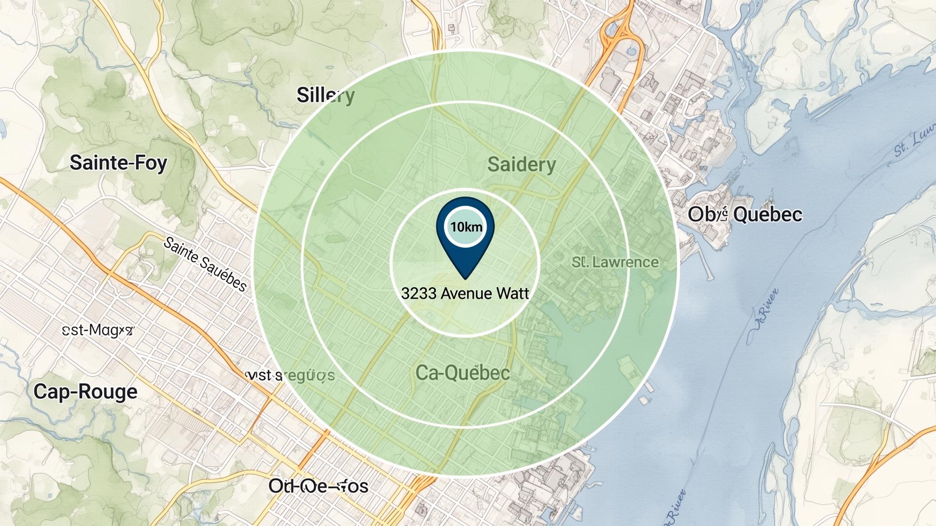 Carte de la zone de service massage à domicile - Région de Québec et Lévis